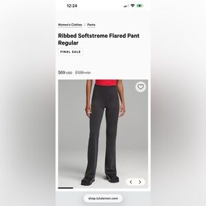 lululemon athletica Ribbed Softstreme Flared Pant in Black